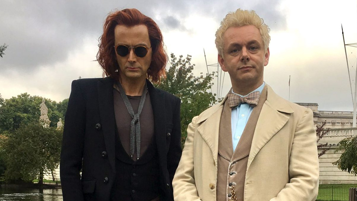 Michael Sheen as Aziraphale and David Tennant as Crowley in 'Good Omens'