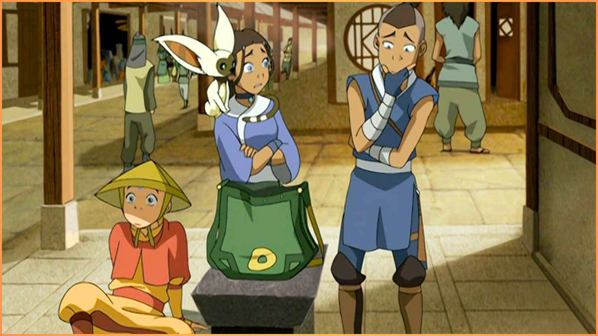 Aang, Sokka, Katara, Momo