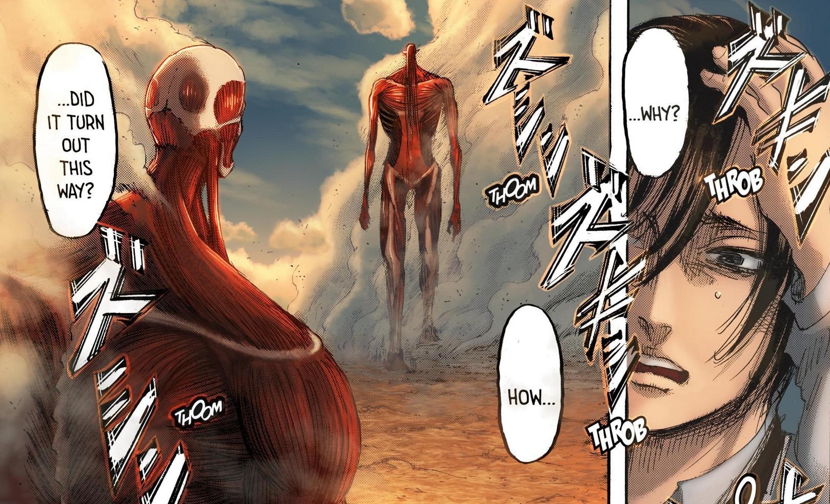 The remaining Eldians and Marleyans fight Eren in in the 'Attack on Titan' manga finale.