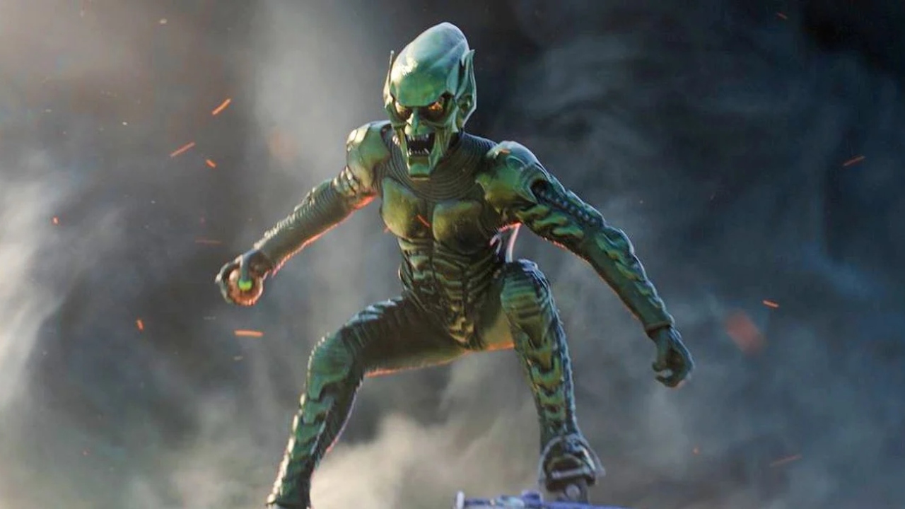 Spider-Man villain Green Goblin, snarling