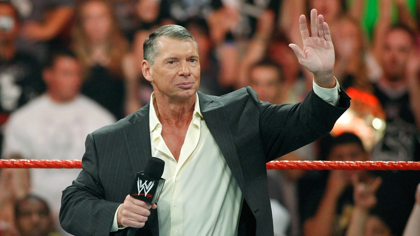 World Wrestling Entertainment Inc. Chairman Vince McMahon appears in the ring during the WWE Monday Night Raw show at the Thomas & Mack Center August 24, 2009 in Las Vegas, Nevada.