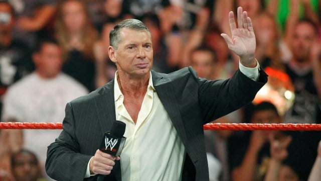 World Wrestling Entertainment Inc. Chairman Vince McMahon appears in the ring during the WWE Monday Night Raw show at the Thomas & Mack Center August 24, 2009 in Las Vegas, Nevada.