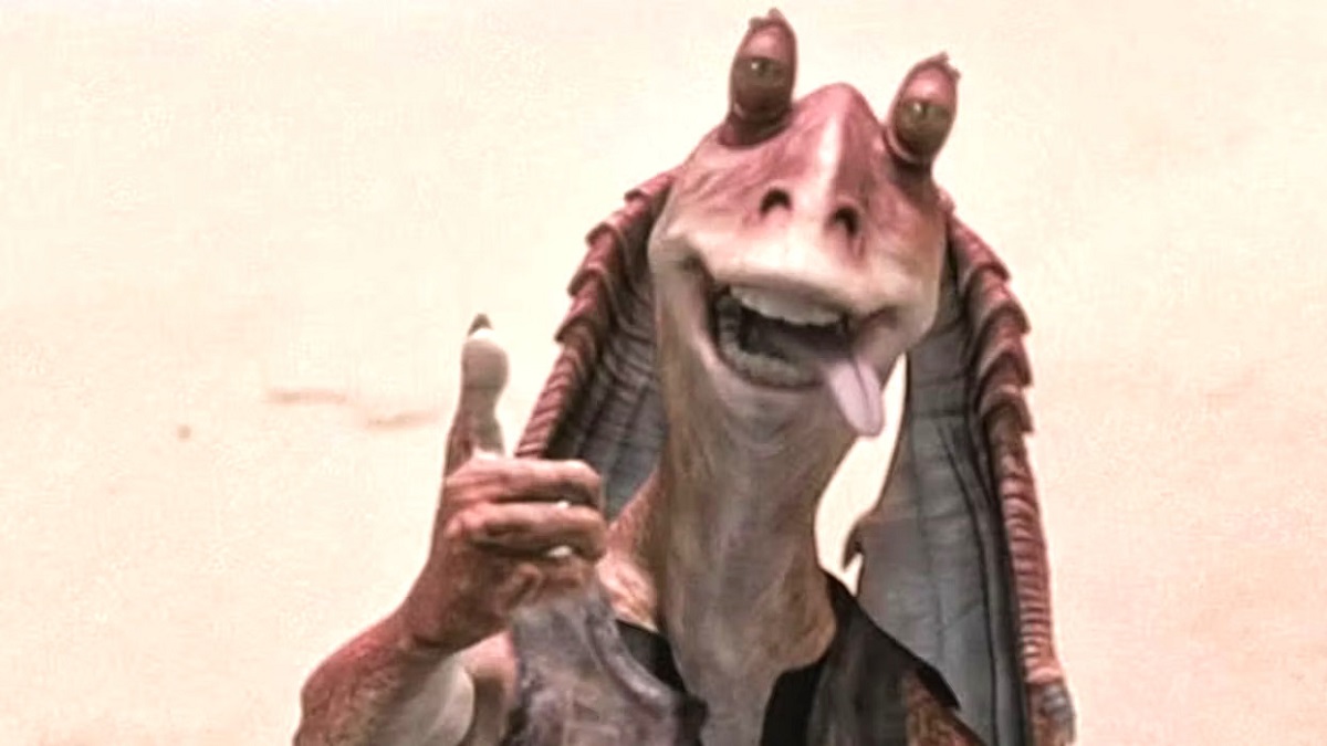 jar jar binks smiling