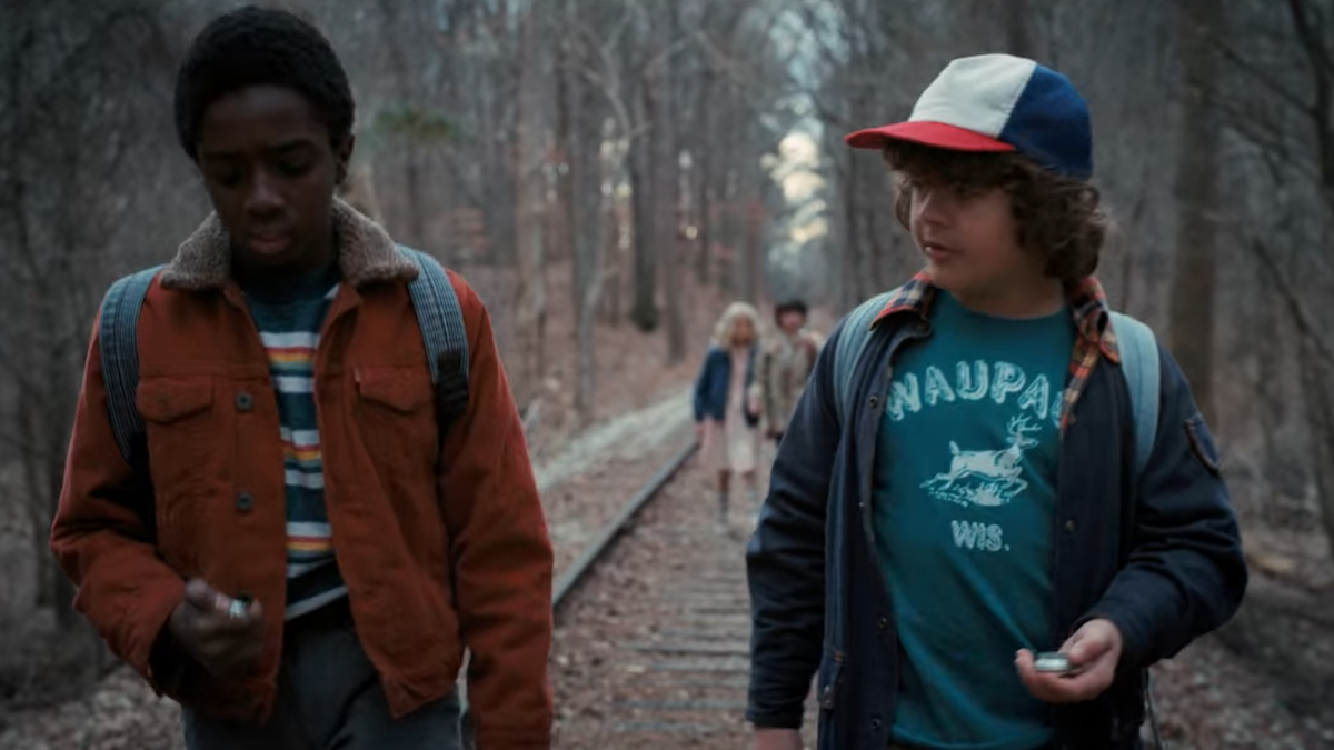 Stranger Things kids walking on train track