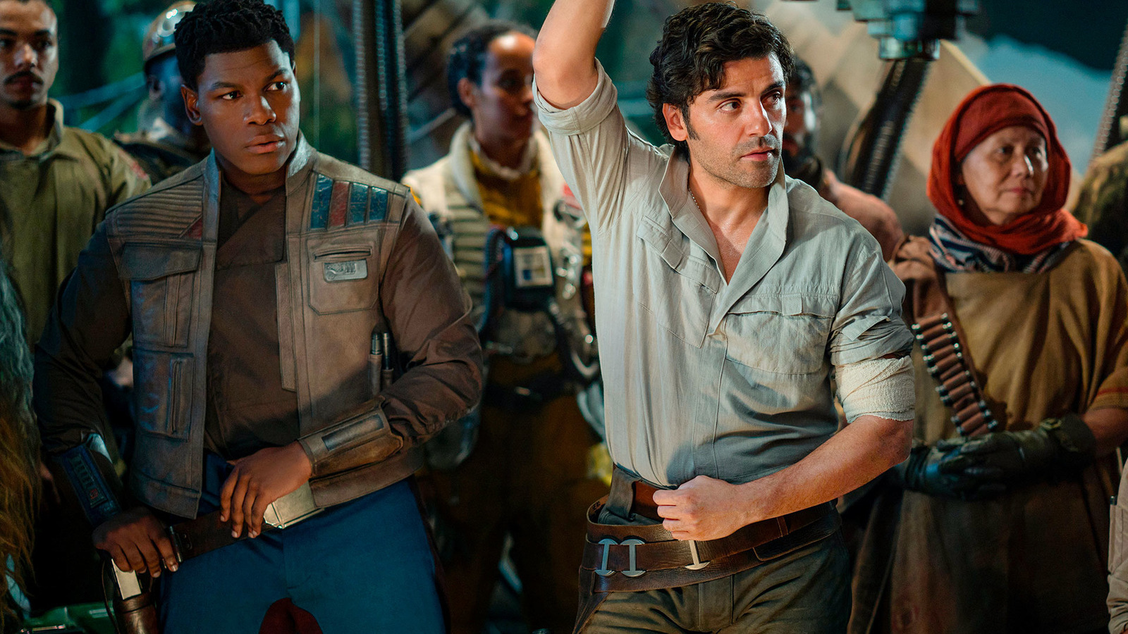 John Boyega as Finn and Oscar Isaac as Poe