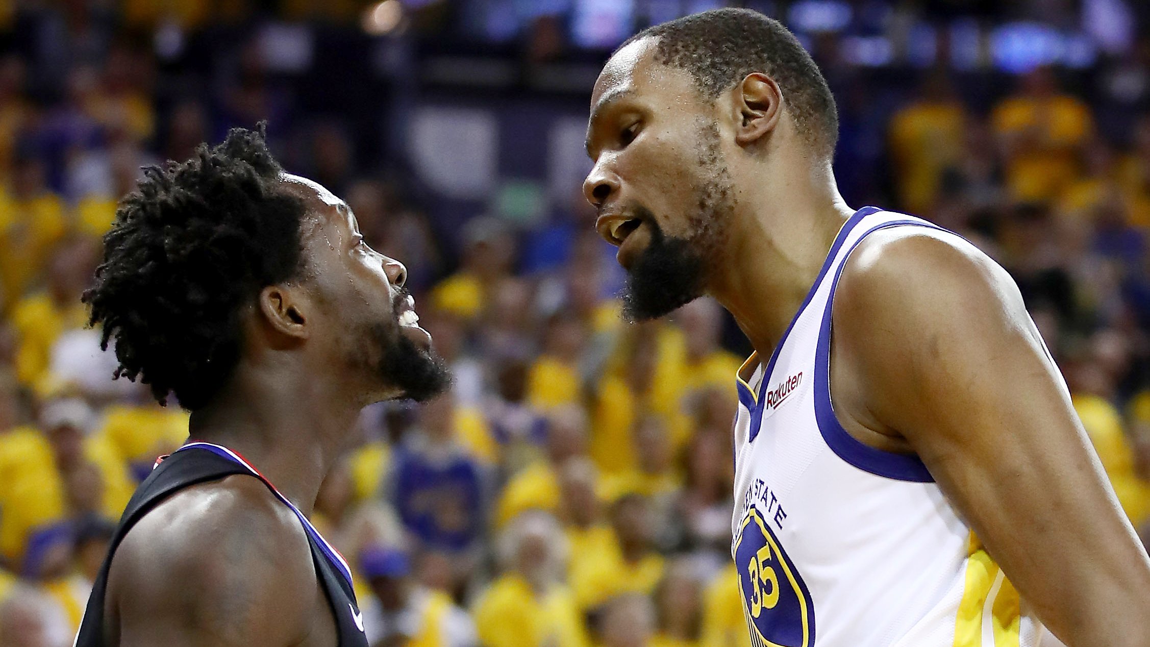 Patrick Beverley and Kevin Durant