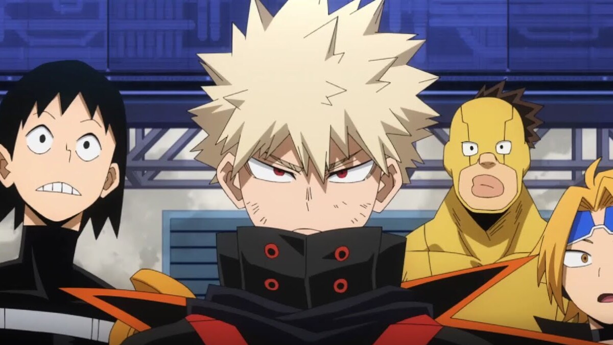 Sero, Bakugo, Sato, and Kaminari in 'My Hero Academia'.