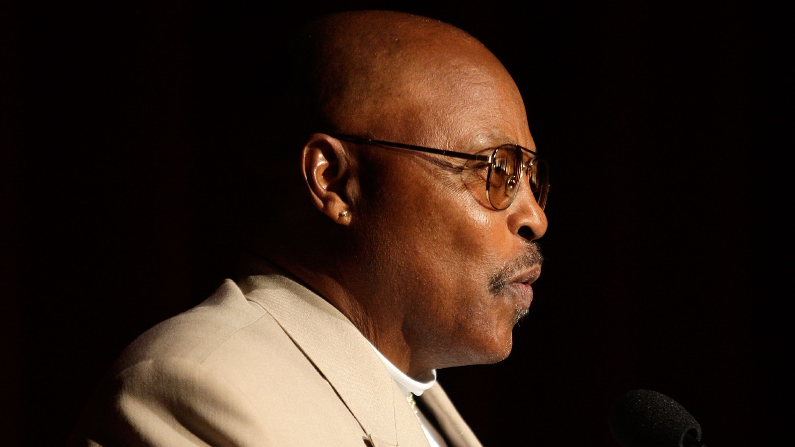 Actor Roger E. Mosley speaks at the Academy of Television Arts and Sciences and the Stunts Peer Group Emmy Nominee Party For Stunt Coordination, held at the Adademy's Leonard H.Goldenson Theatre, on August 11, 2007 in North Hollywood, California.