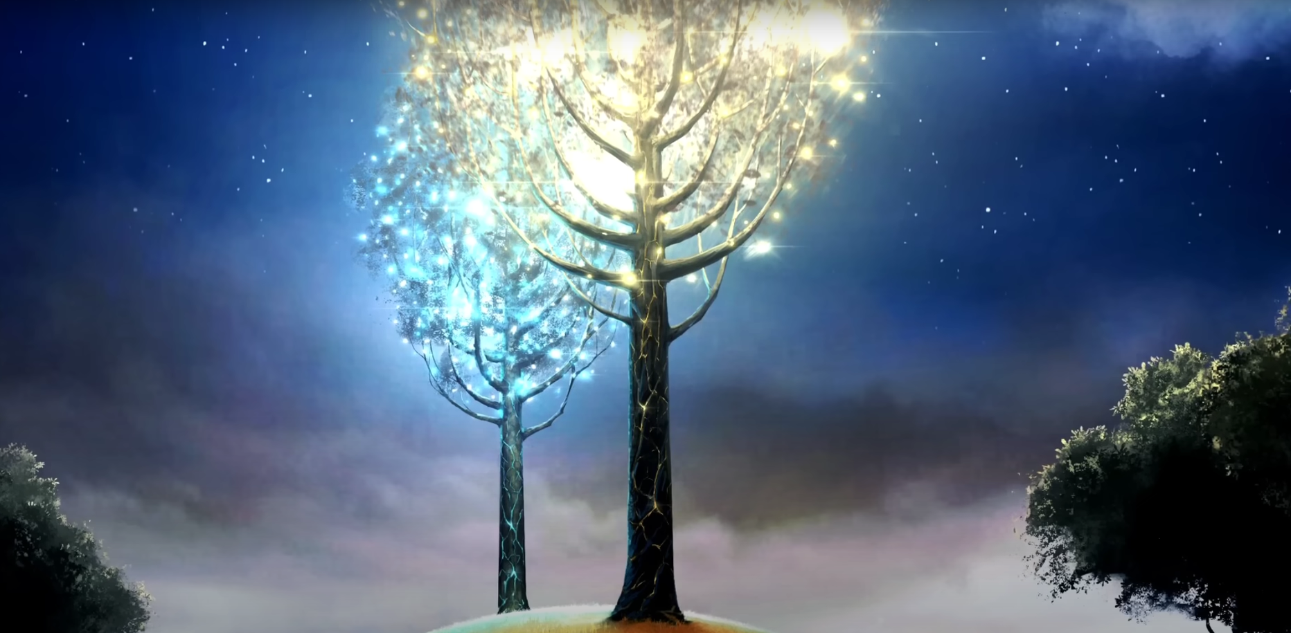 The Two Trees of Valinor Laurelin and Telperion on the hill of Ezellohar 