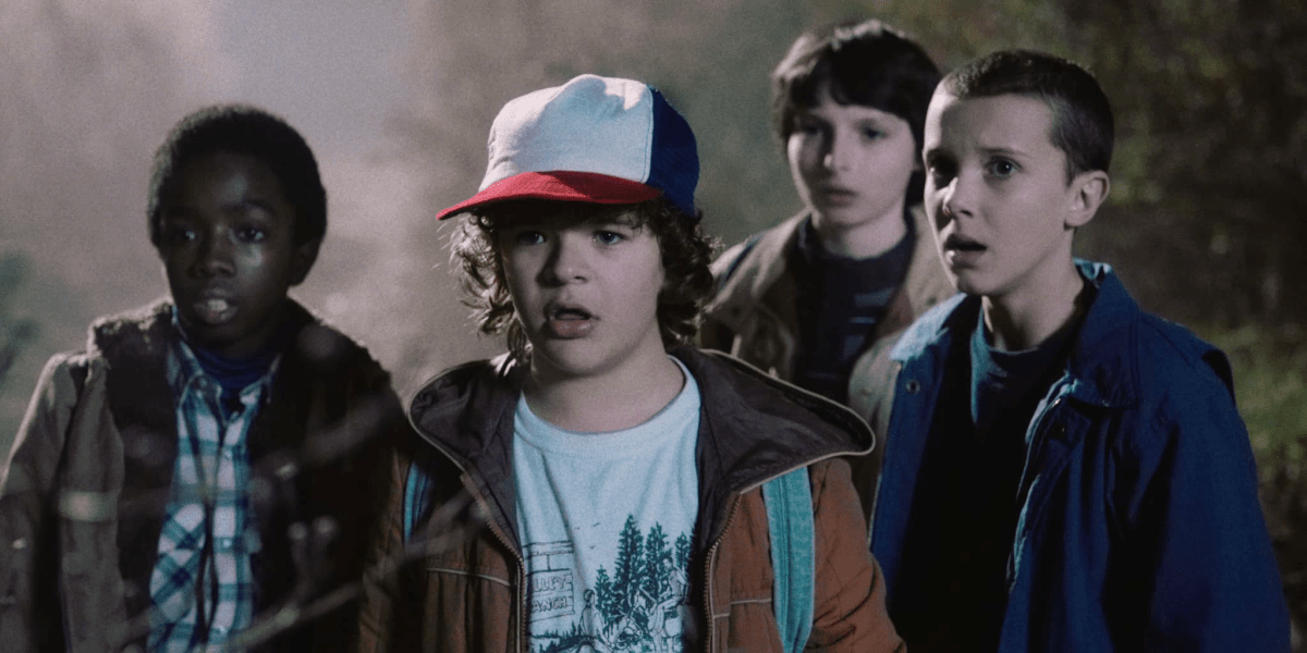 Lucas, Dustin, Mike, and Eleven, Stranger Things (2016)