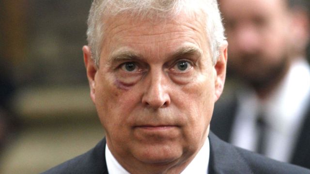 Prince Andrew, Duke of York leaves the funeral service of Patricia Knatchbull, Countess Mountbatten of Burma at St Paul's Church in Knightsbridge on June 27, 2017 in London, England. (Photo Mark Richards - WPA Pool / Getty Images)