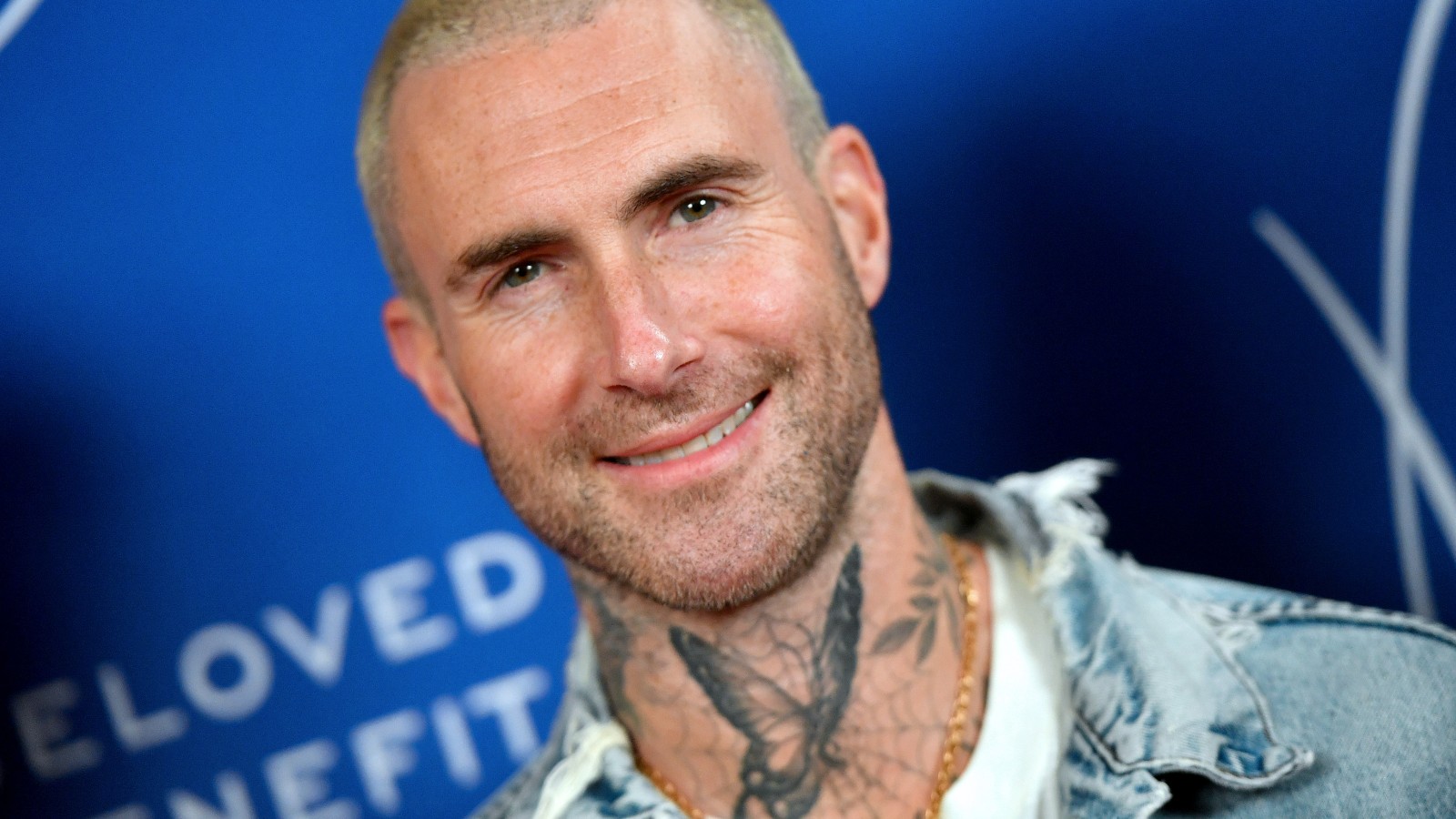 Adam Levine poses at a red carpet event.