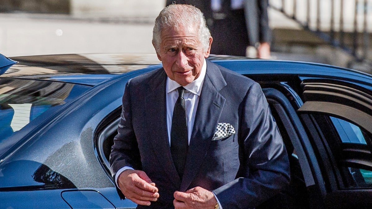 King Charles III departs St Anne's Cathedral after attending a service of reflection in memory of Queen Elizabeth II on September 13, 2022 in Belfast, Northern Ireland.