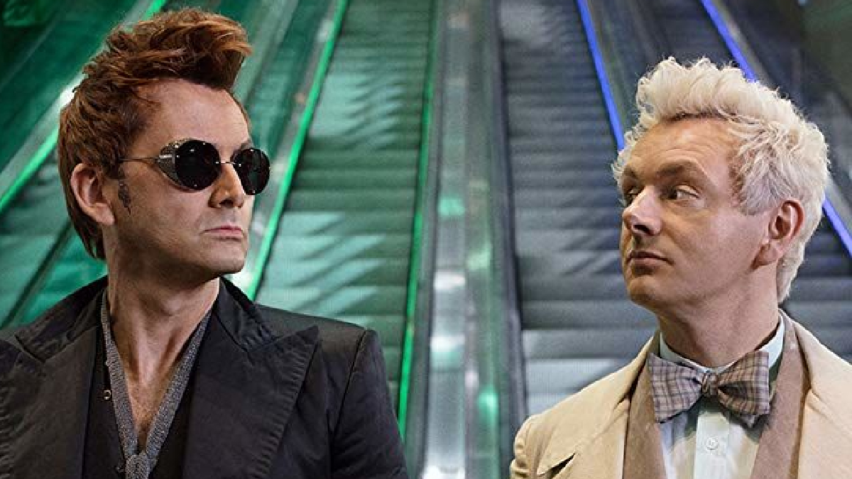 Michael Sheen as Aziraphale and David Tennant as Crowley in 'Good Omens'