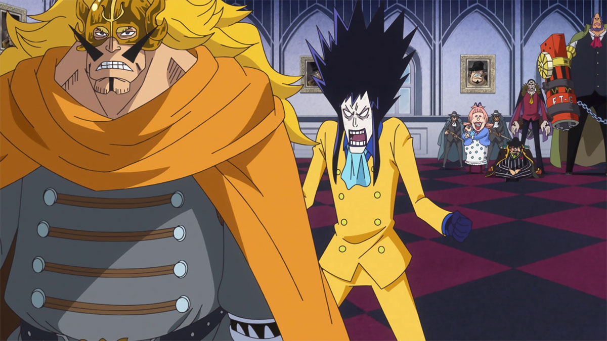 One Piece Episode 840 Ceasar Clown and Vinsmoke Judge