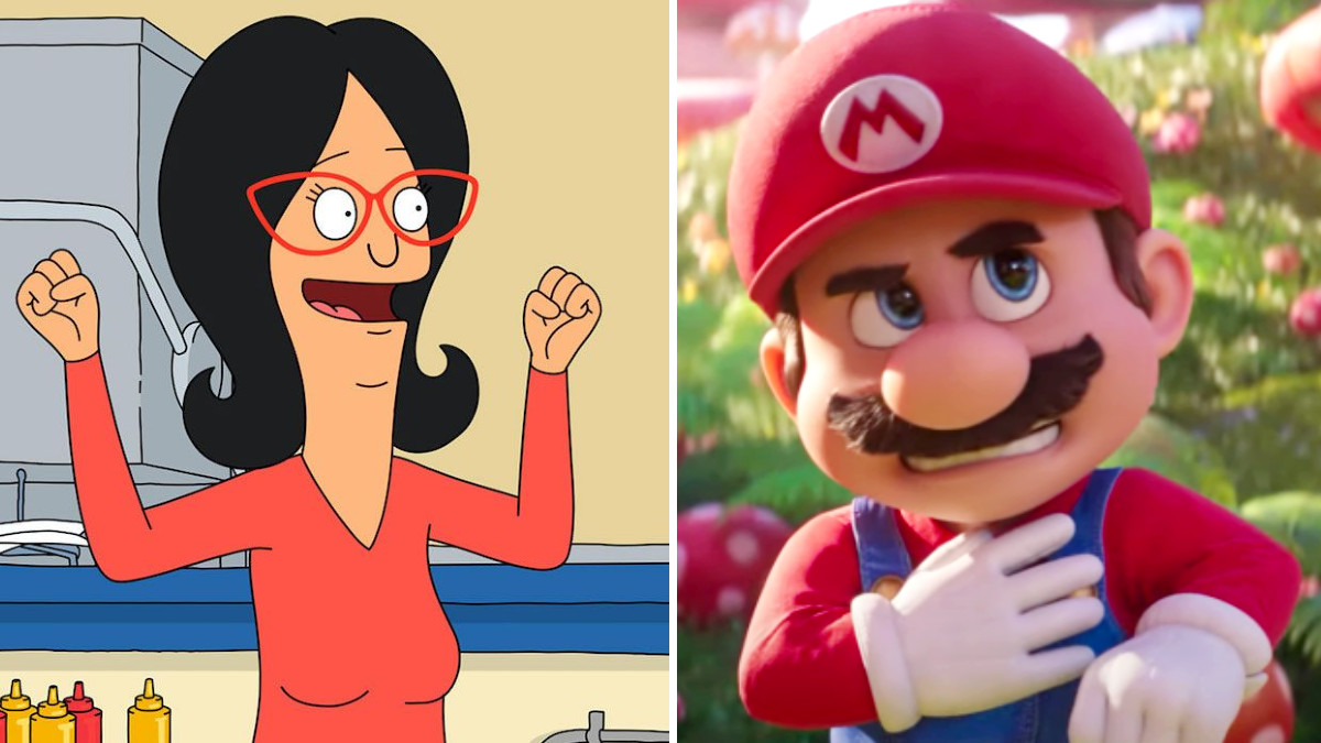 Screengrabs of 'Bob's Burgers' and the 'Super Mario Bros.' movie