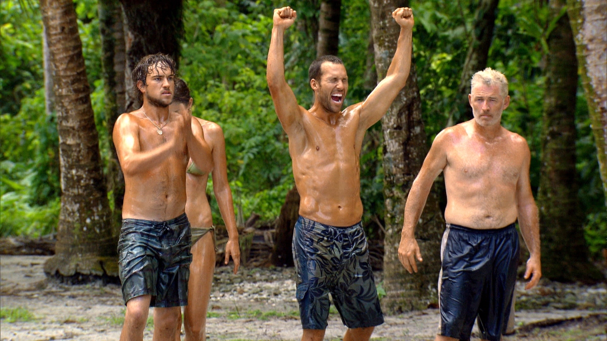 Survivor's contestants are cheering.