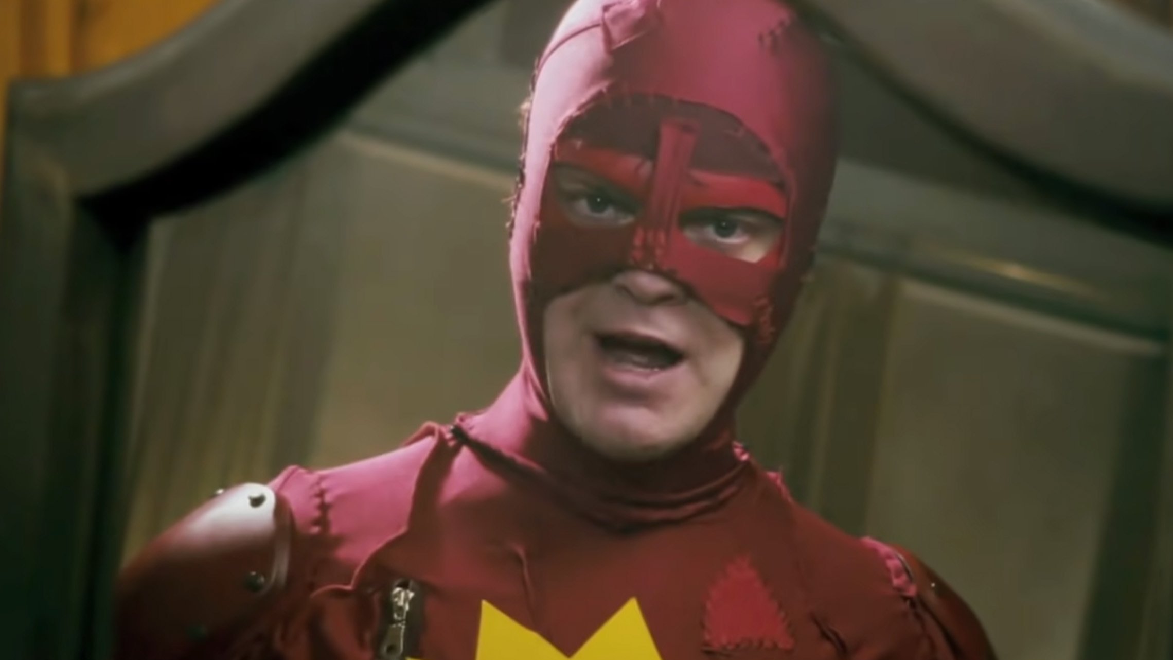 Rainn Wilson, dressed as a hero in Super
