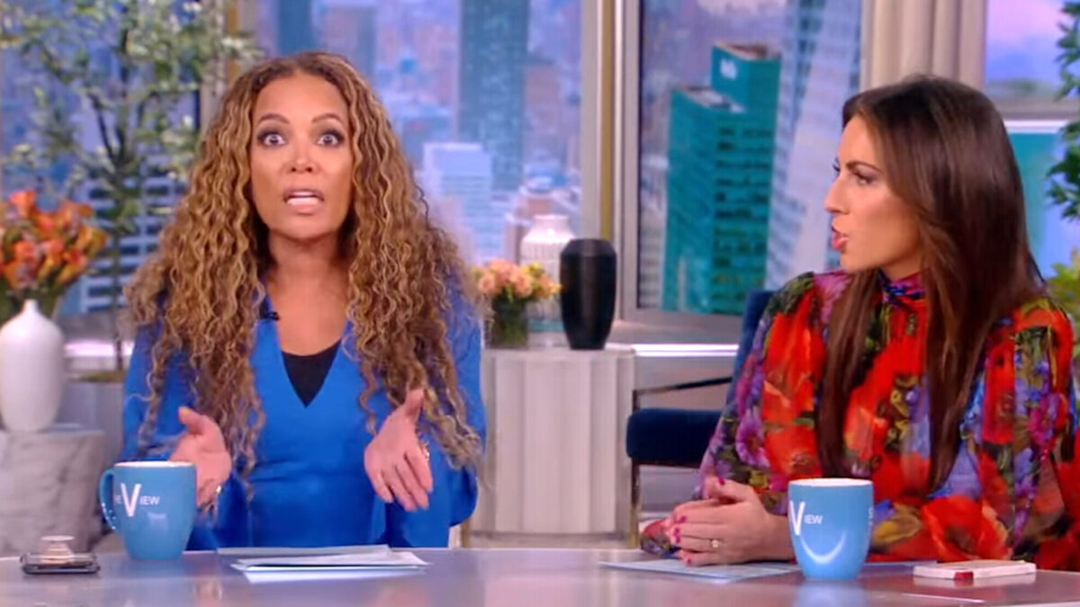 Sunny Hostin wearing a blue shirt on the panel of ABC's 'The View'