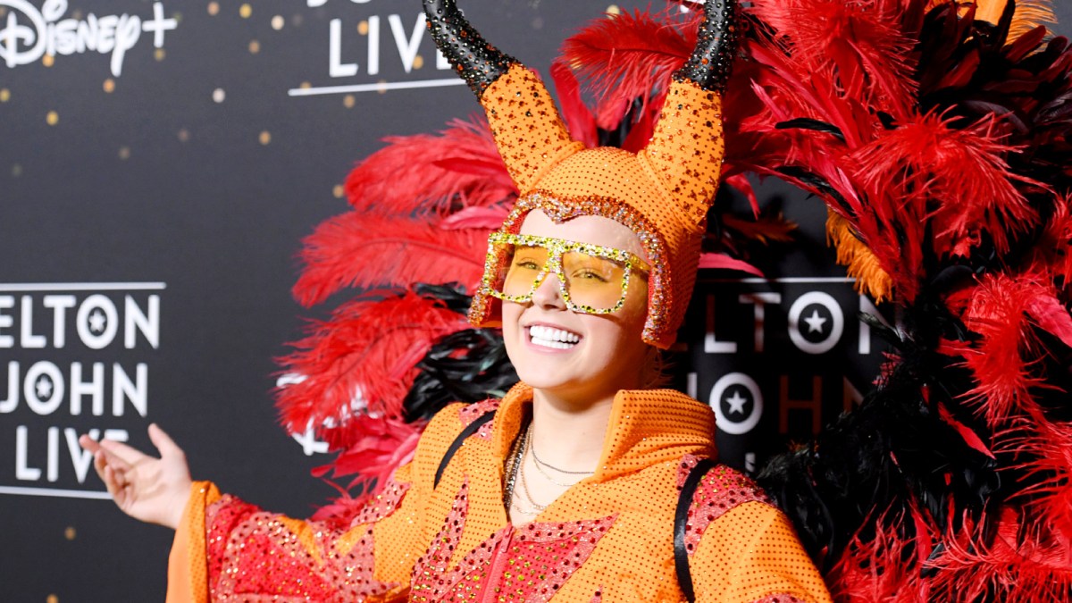 JoJo Siwa attends the Disney+ "Elton John Live: Farewell From Dodger Stadium" Yellow Brick Road Event at Dodger Stadium on November 20, 2022 in Los Angeles, California.