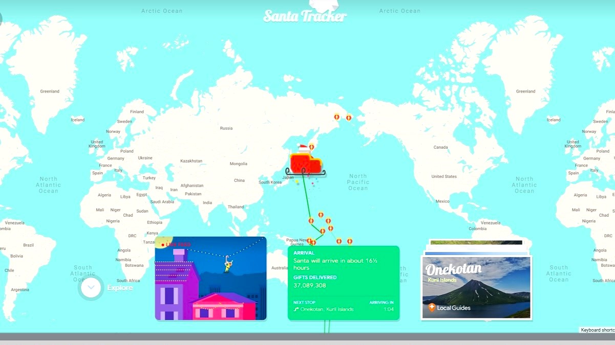 Santa Tracker screenshot from Google's Santa Tracker page.