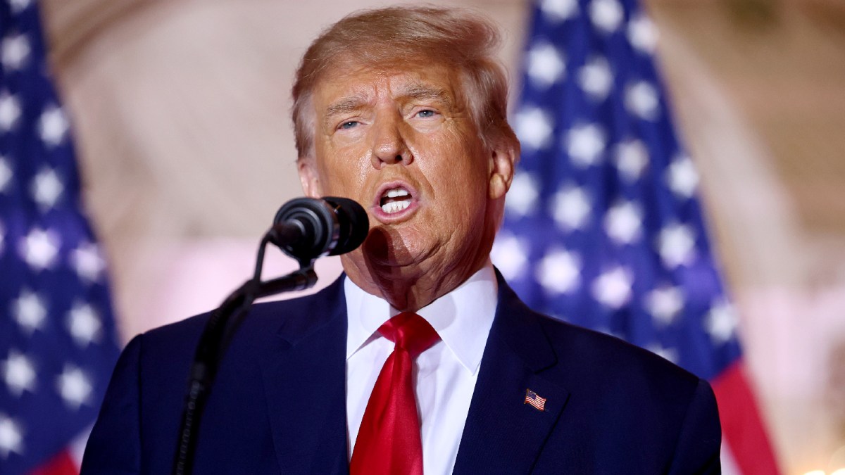 Former U.S. President Donald Trump speaks during an event at his Mar-a-Lago home on November 15, 2022 in Palm Beach, Florida.