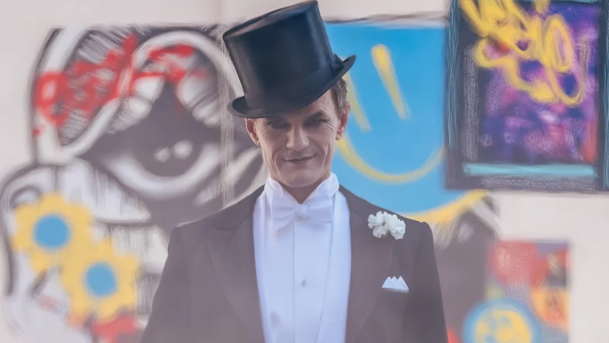 Neil Patrick Harris looks sharp in a suit and top hat as the Toymaker in 'Doctor Who'