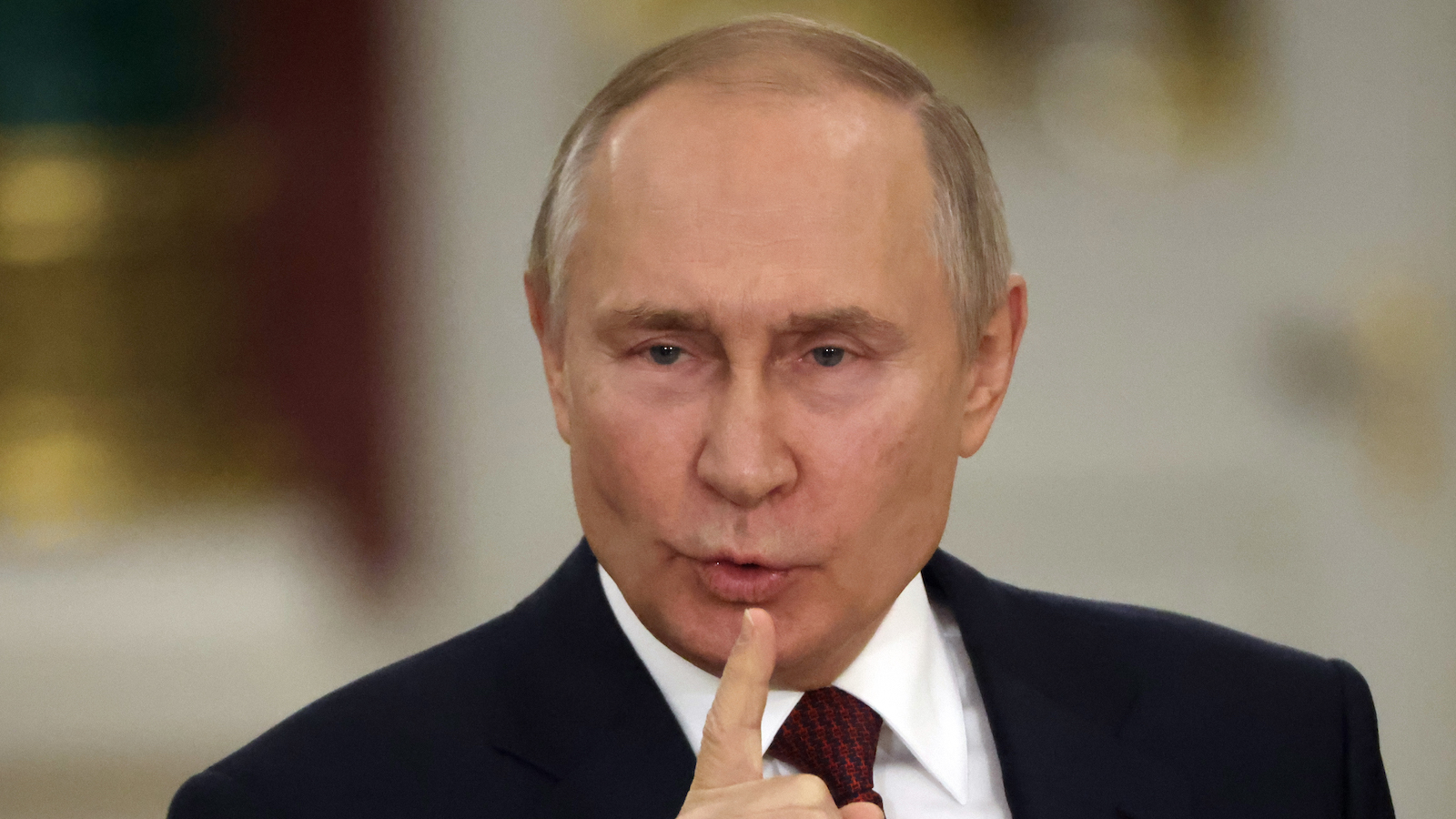 Russian President Vladimir Putin gestures during his briefing after the State Council meeting at the Grand Kremlin Palace, December,22,2022 in Moscow, Russia. Putin called ministers and governors for the annual meeting of the State Councul on Youth Policy.