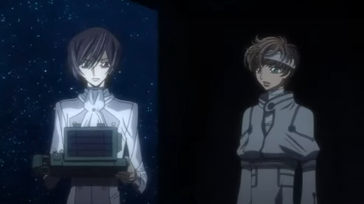 Lelouch Lamperouge and Suzaku Kururugi from Code Geass.