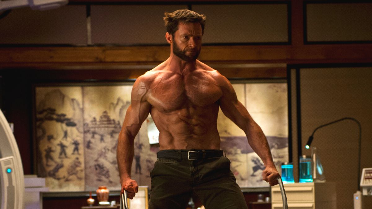 Hugh Jackman, always in "Wolverine shape" for all of his live-action appearances of the famed X-Man.
