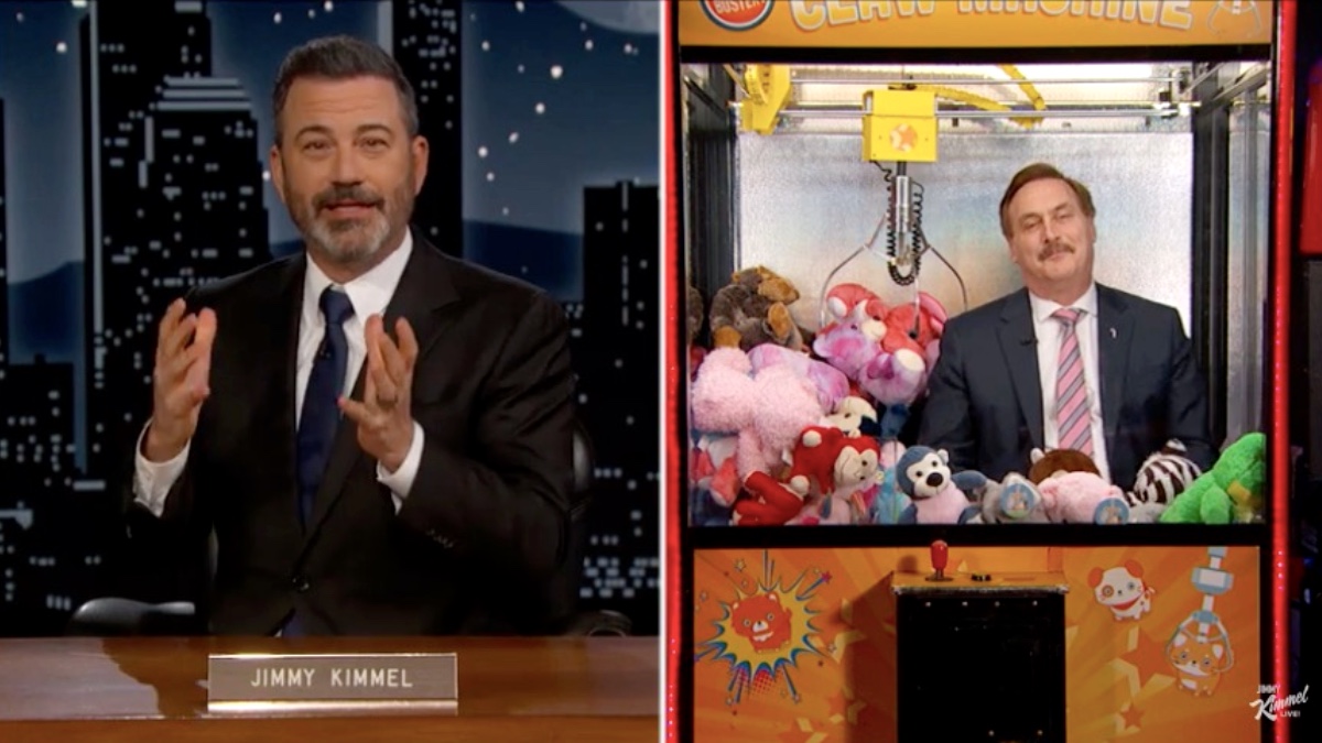 Jimmy Kimmel Interviews Mypillow Guy Mike Lindell From Inside Claw Machine