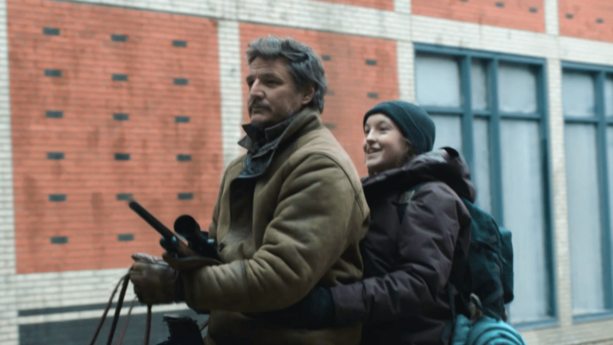 Joel (Pedro Pascal) and Ellie (Bella Ramsey) on a horse