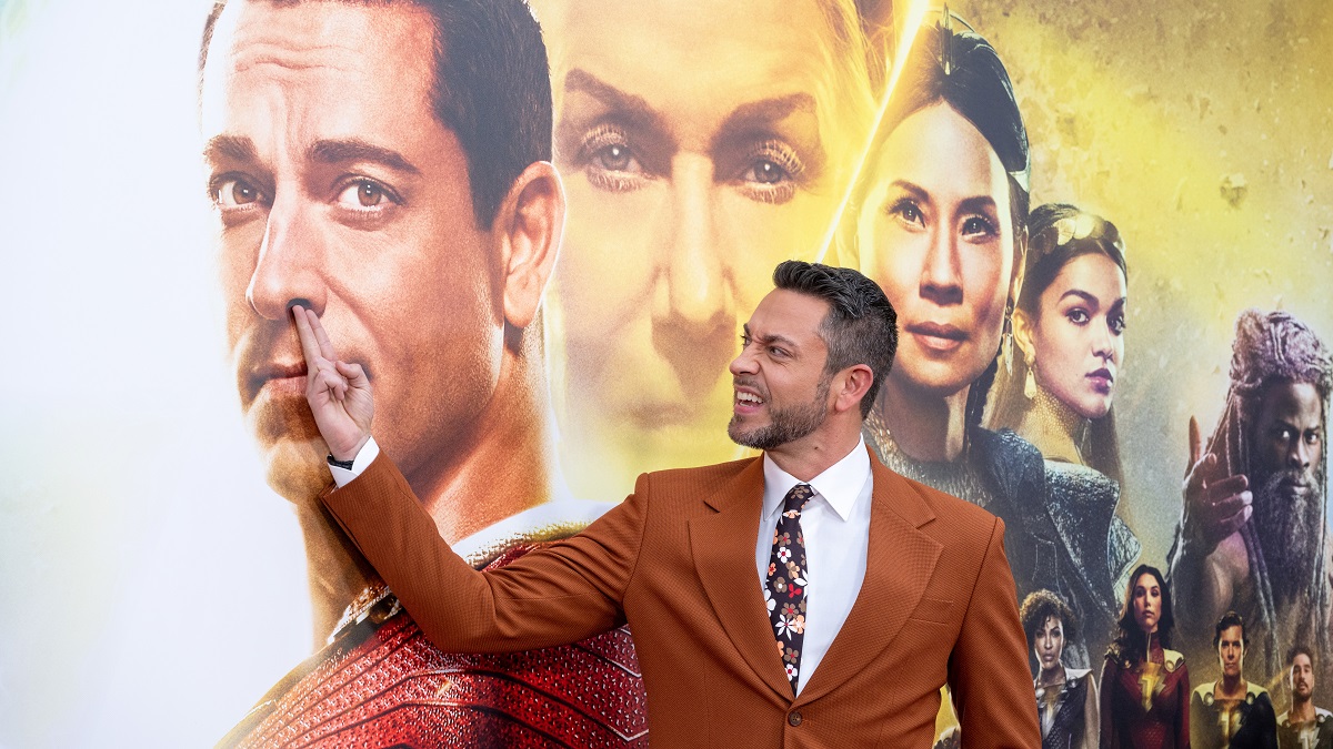 LOS ANGELES, CALIFORNIA - MARCH 14: Zachary Levi attends the Los Angeles Premiere of Warner Bros.' "Shazam! Fury Of The Gods" at the Regency Village Theatre on March 14, 2023 in Los Angeles, California.