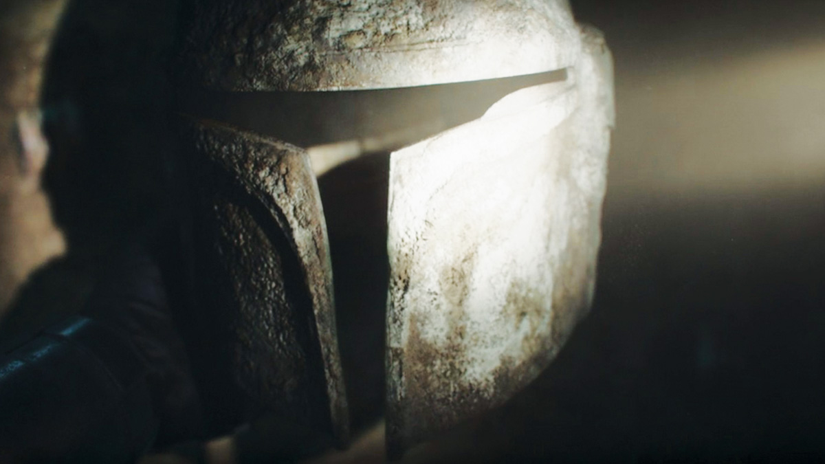 an abandoned helmet The Mandalorian/ Disney Plus