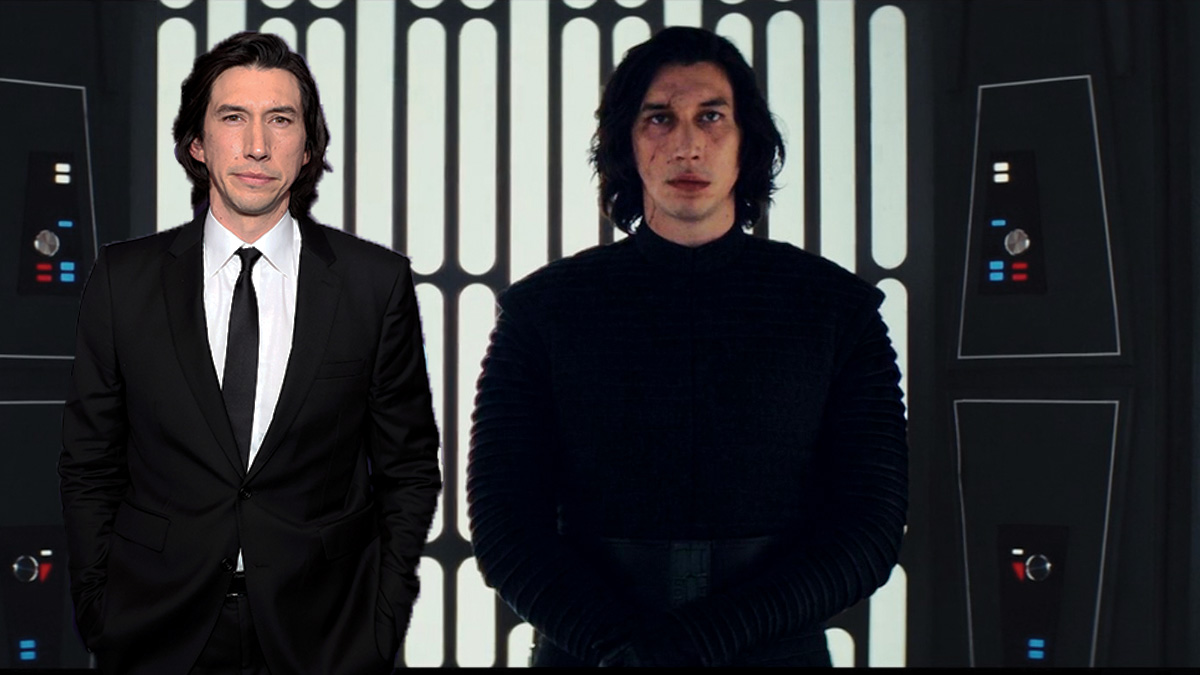 Adam Driver alongside Kylo Ren