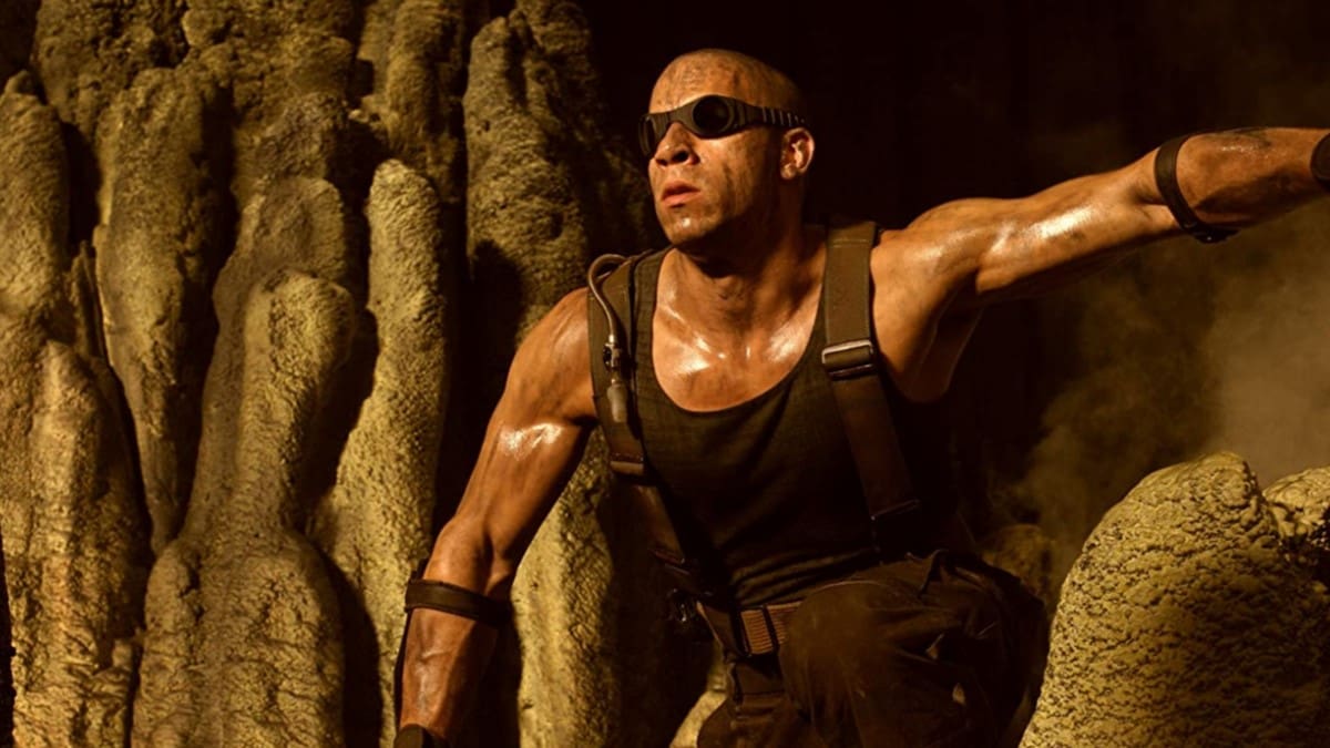 Van Diesel is wearing goggles in one of the Riddick films. 