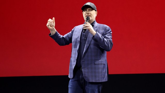 ANAHEIM, CALIFORNIA - SEPTEMBER 10: Kevin Feige, President of Marvel Studios and Chief Creative Officer of Marvel, speaks onstage during D23 Expo 2022 at Anaheim Convention Center in Anaheim, California on September 10, 2022.