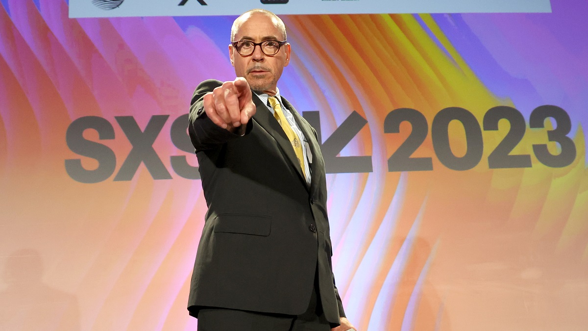 AUSTIN, TEXAS - MARCH 11: Featured session speaker Robert Downey Jr. discusses "Online Crime: An American Crisis" at the Austin Convention Center during the 2023 SXSW Conference And Festival on March 11, 2023 in Austin, Texas.