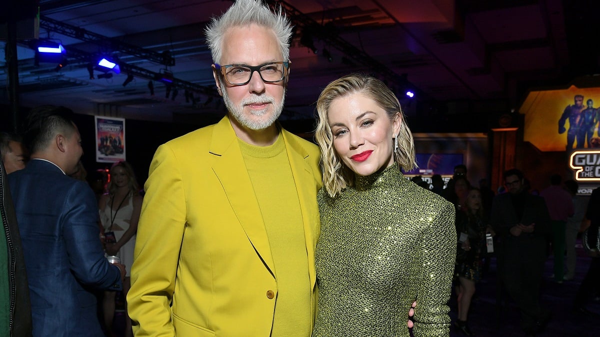 HOLLYWOOD, CALIFORNIA - APRIL 27: (L-R) James Gunn and Jennifer Holland attend the Guardians of the Galaxy Vol. 3 World Premiere at the Dolby Theatre in Hollywood, California on April 27, 2023.