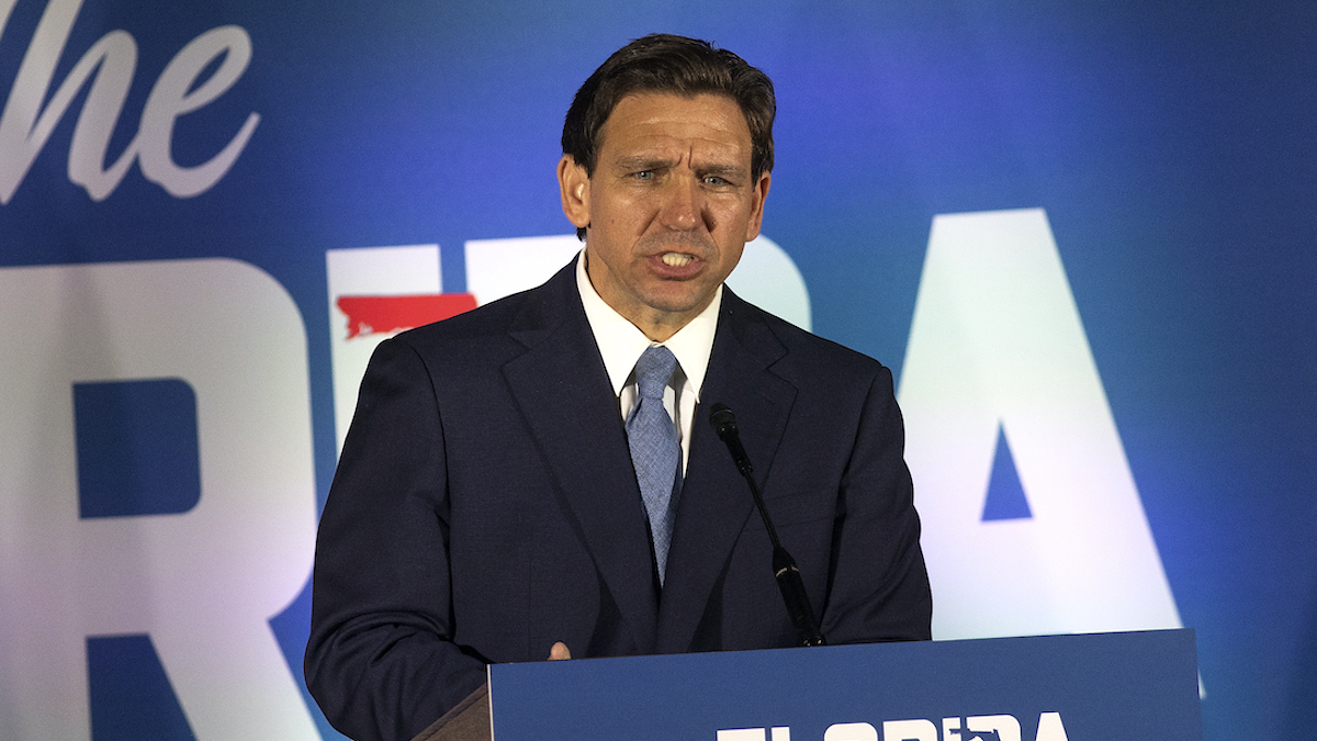 Ron Desantis gives a political speech in Nassau County, Long Island, New York