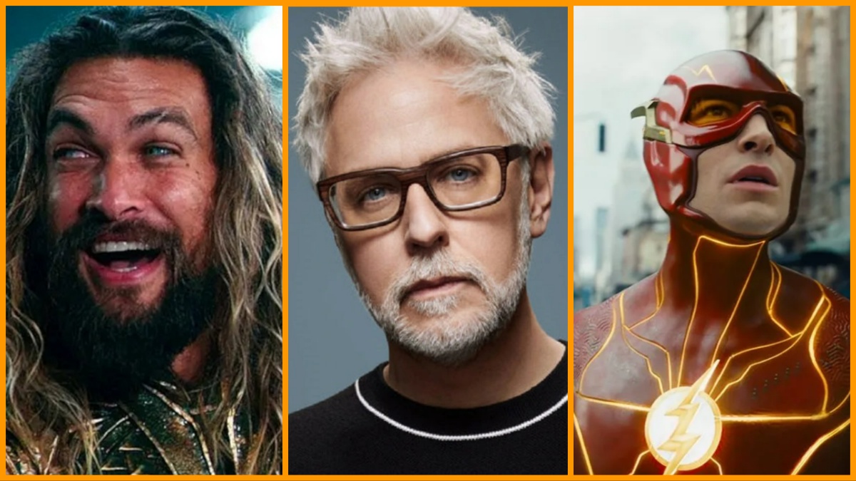 Jason Momoa as Aquaman/James Gunn/Ezra Miller as the Flash