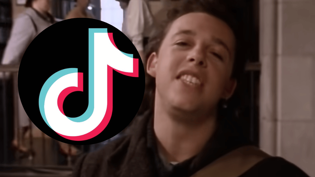 TikTok logo against Tears For Fears' 'Head Over Heels' music video