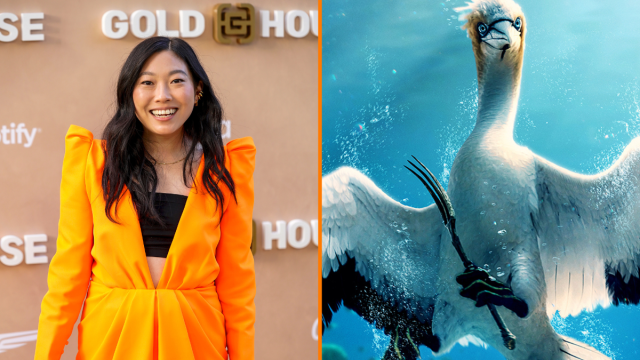 Awkwafina at the 2nd Annual Gold Gala next to Scuttle from Disney's live-action 'The Little Mermaid'