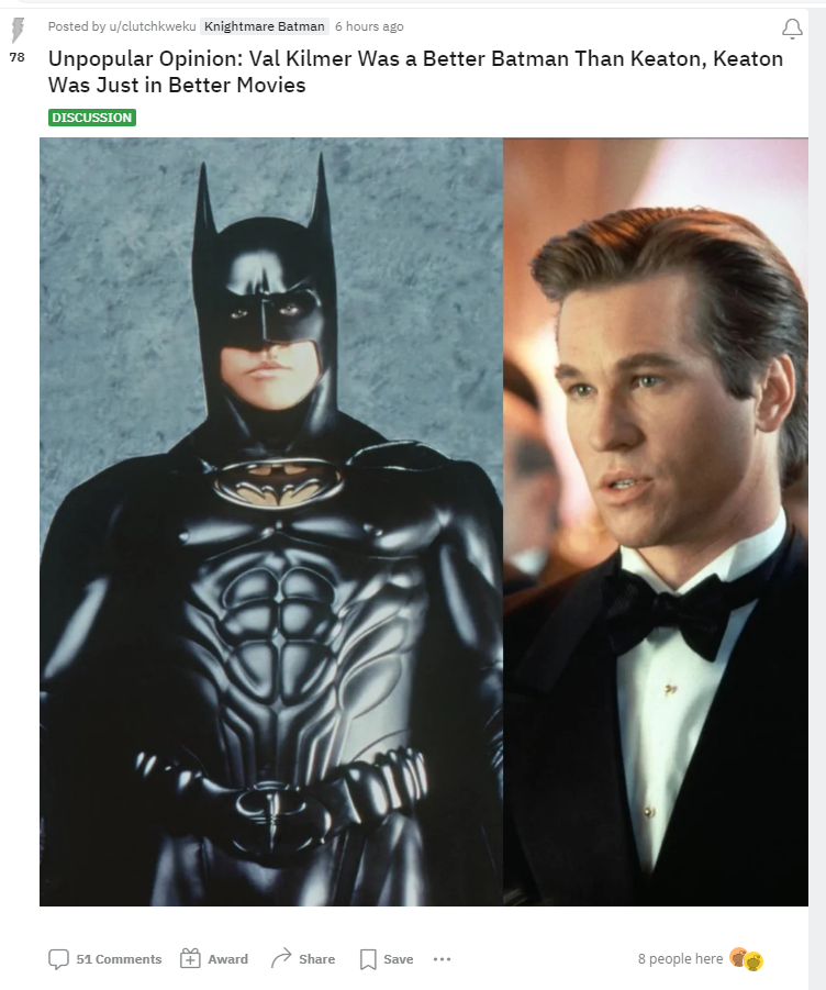 Val Kilmer Batman Reddit post