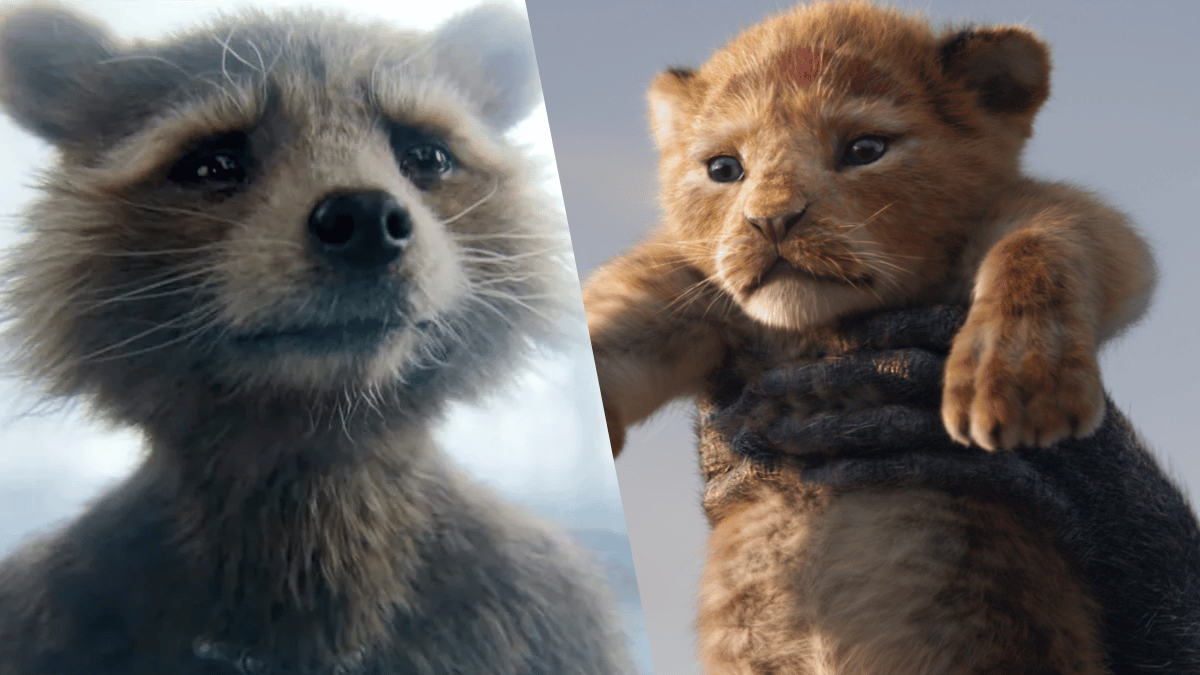 Rocket Raccoon (Bradley Cooper) and Simba (JD McCrary)