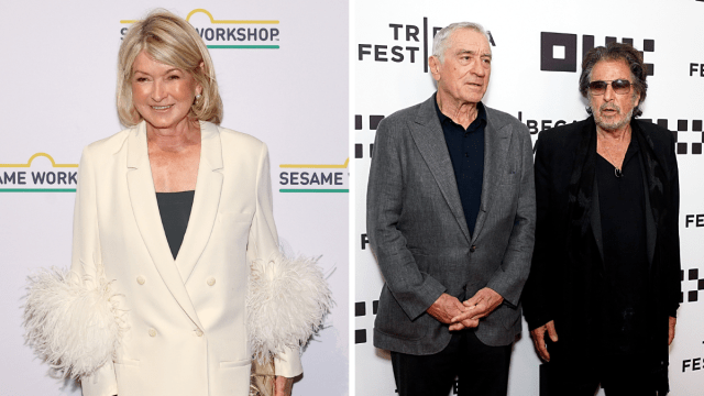 NEW YORK, NEW YORK - MAY 31: Martha Stewart attends Sesame Workshop's 2023 Benefit Gala at Cipriani 42nd Street on May 31, 2023 in New York City. / NEW YORK, NEW YORK - JUNE 17: Robert De Niro (L) and Al Pacino attend "Heat" Premiere during 2022 Tribeca Festival at United Palace Theater on June 17, 2022 in New York City.