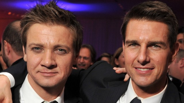 Jeremy Renner and Tom Cruise attend the "Mission: Impossible - Ghost Protocol" U.S. premiere after party at the Museum of Modern Art on December 19, 2011