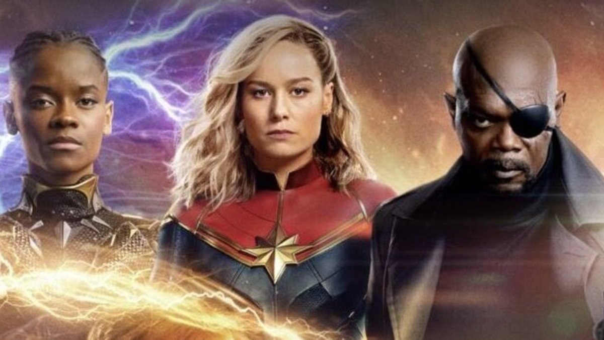 Letitia Wright as Black Panther/Brie Larson as Captain Marvel/Samuel L. Jackson as Nick Fury