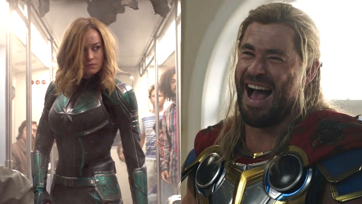 Brie Larson as Captain Marvel/Chris Hemsworth in 'Thor: Love and Thunder'