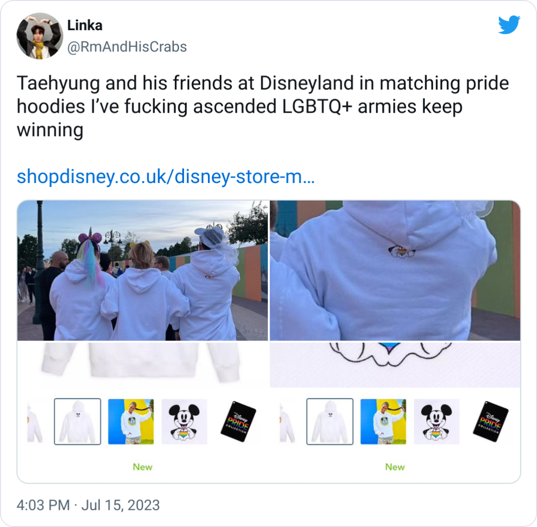 Kim Taehyung BTS V wears Disney Pride Collection